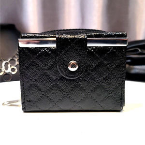 Womens Black & Silver Trifold Wallet w/ Snap and Zipper NWOT